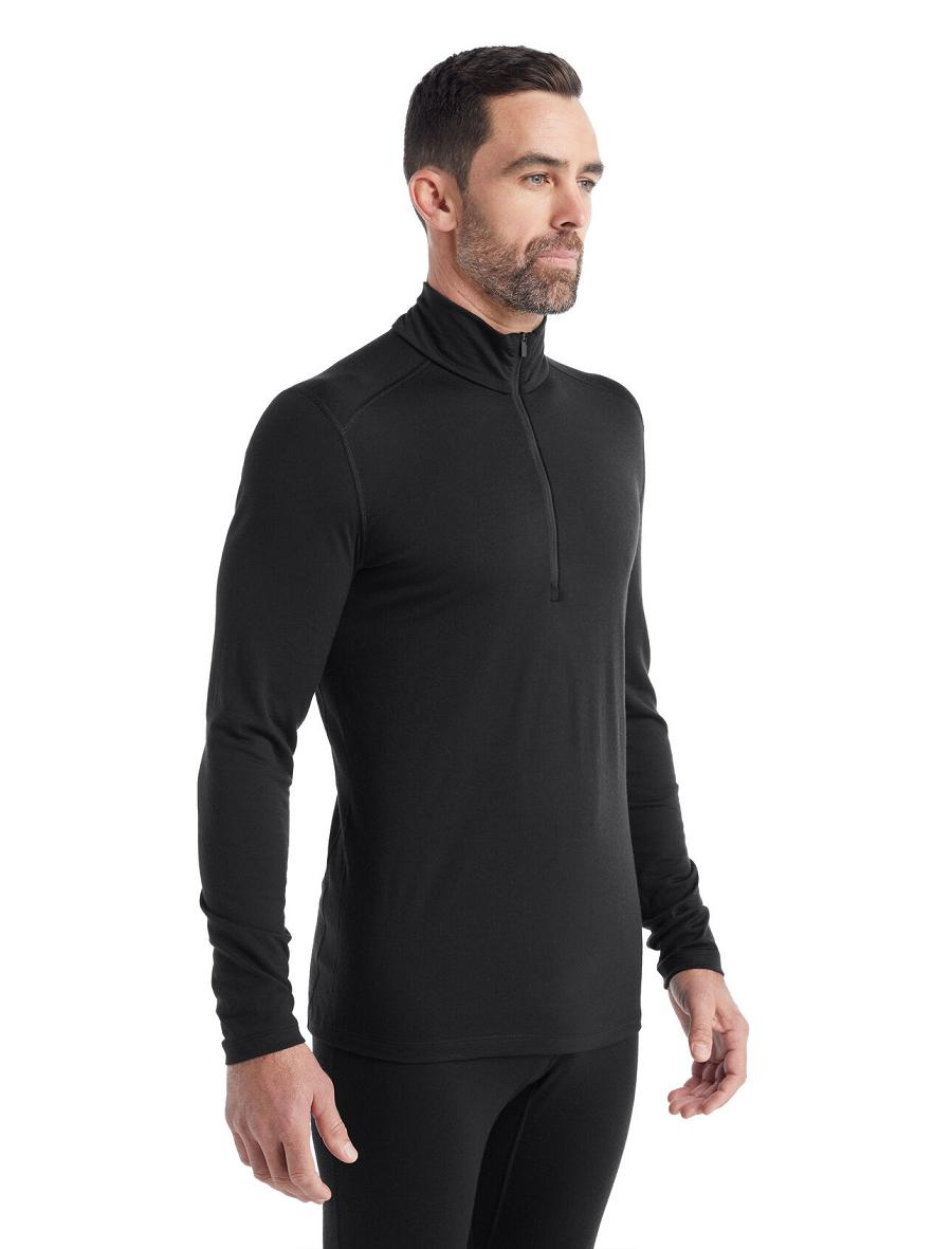 Base Layers Icebreaker Merino 200 Oasis Long Sleeve Half Zip Thermal Top Męskie Czarne | PL 1586HAPK